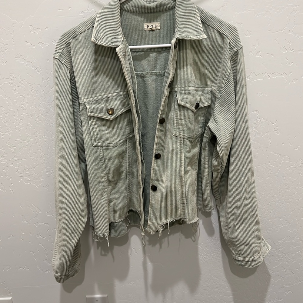 Green/blue button up jacket size small
